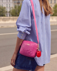 Porte-clés Pearl froissé rouge et rayure