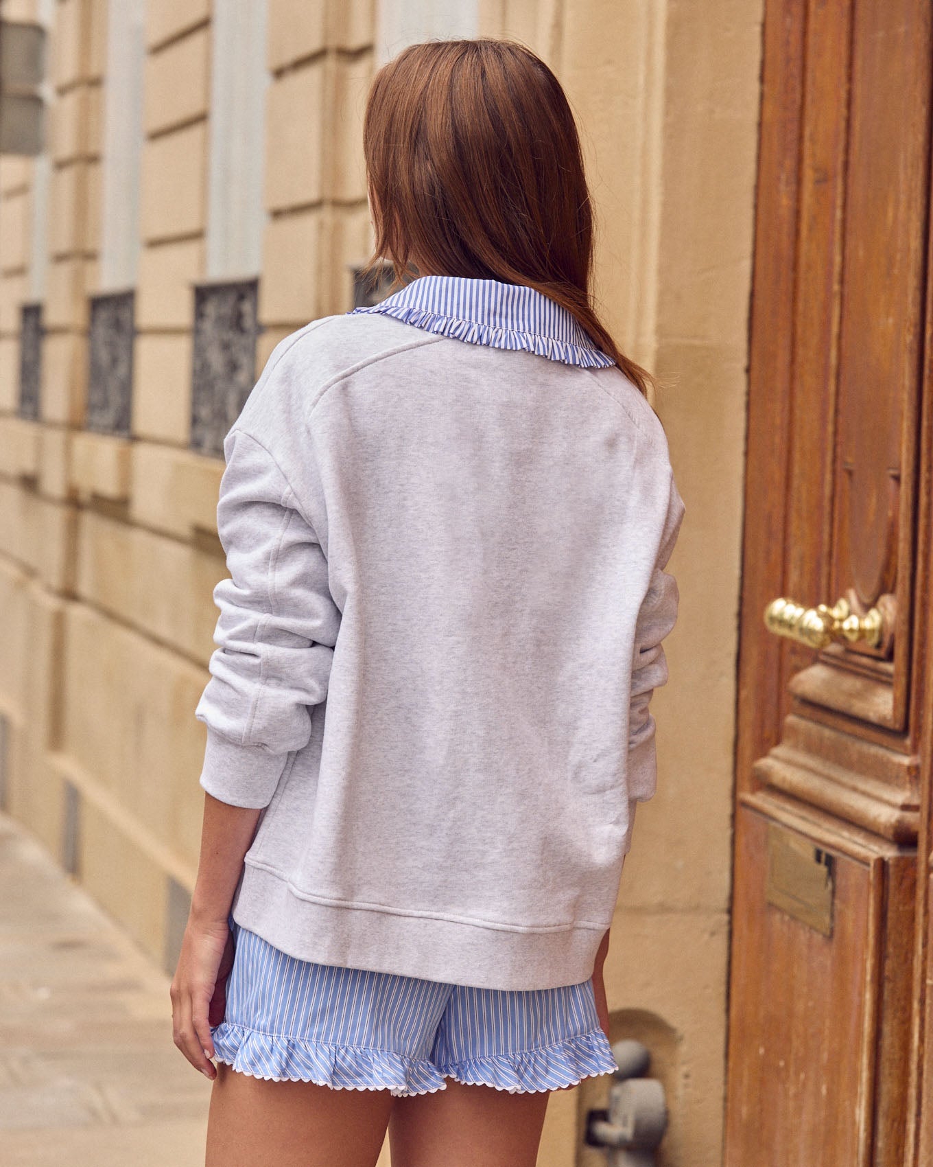 Short Velouté rayures bleu et blanc My Melody