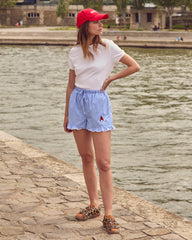 Short Velouté rayures bleu et blanc My Melody