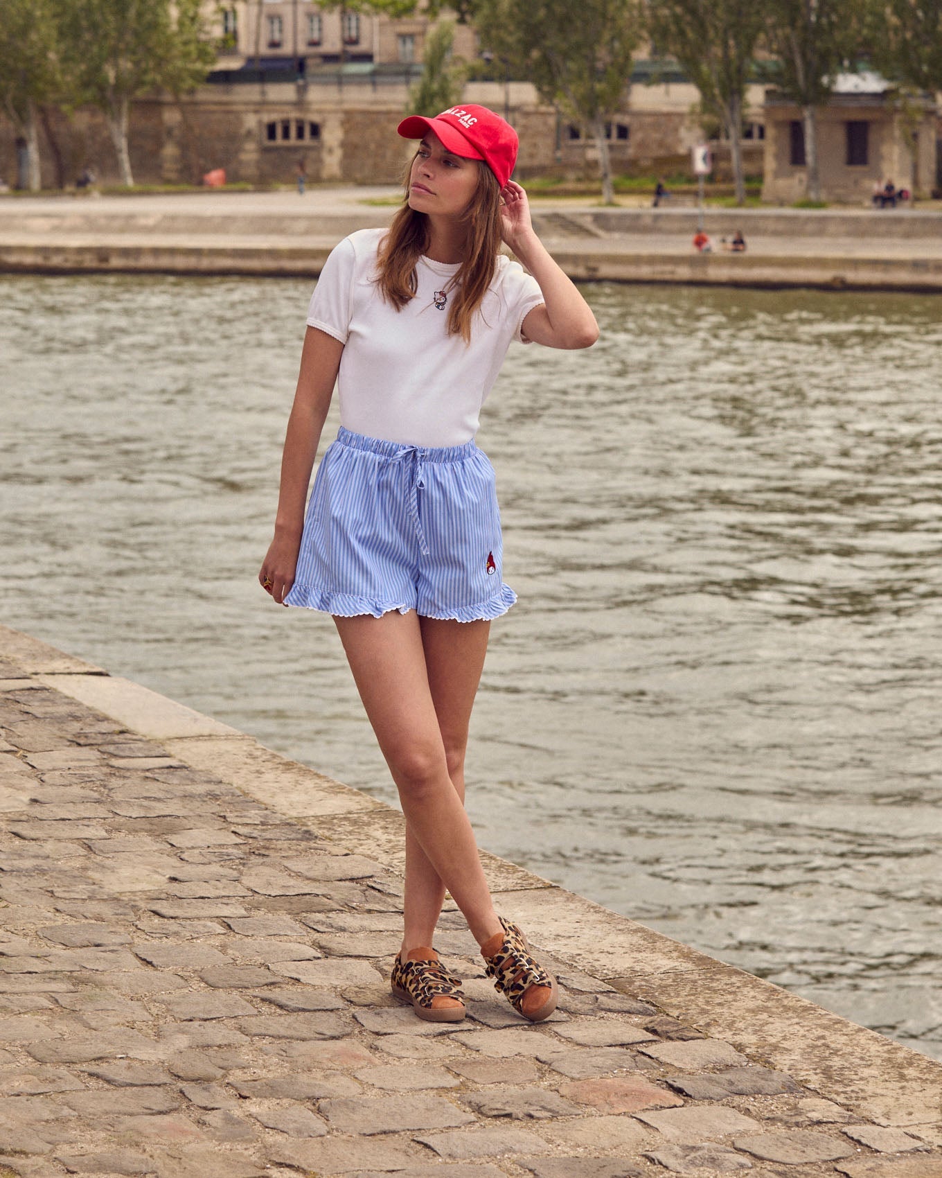 Short Velouté rayures bleu et blanc My Melody