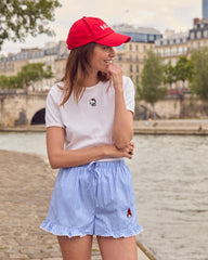 Short Velouté rayures bleu et blanc My Melody
