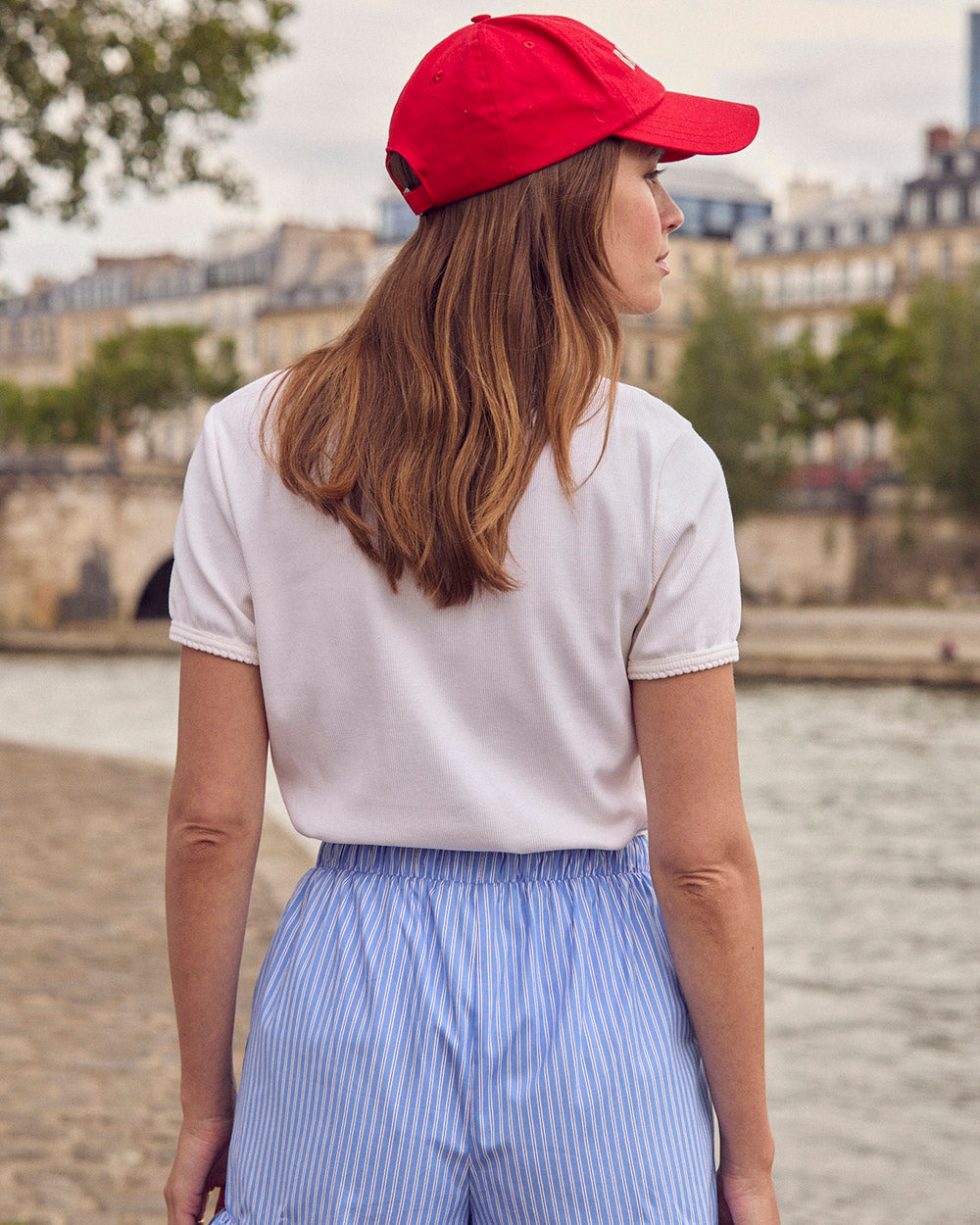 Short Velouté rayures bleu et blanc My Melody
