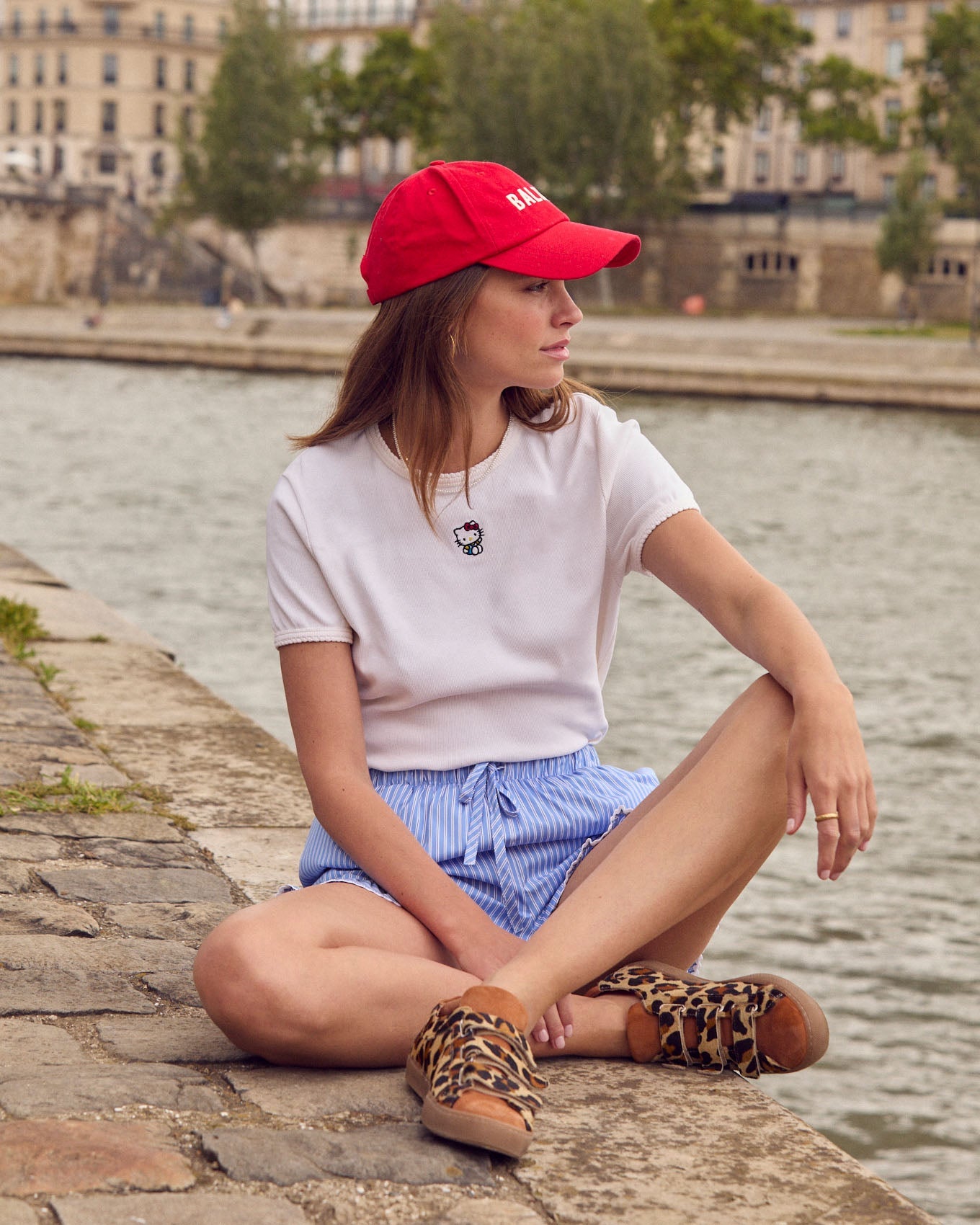 Short Velouté rayures bleu et blanc My Melody