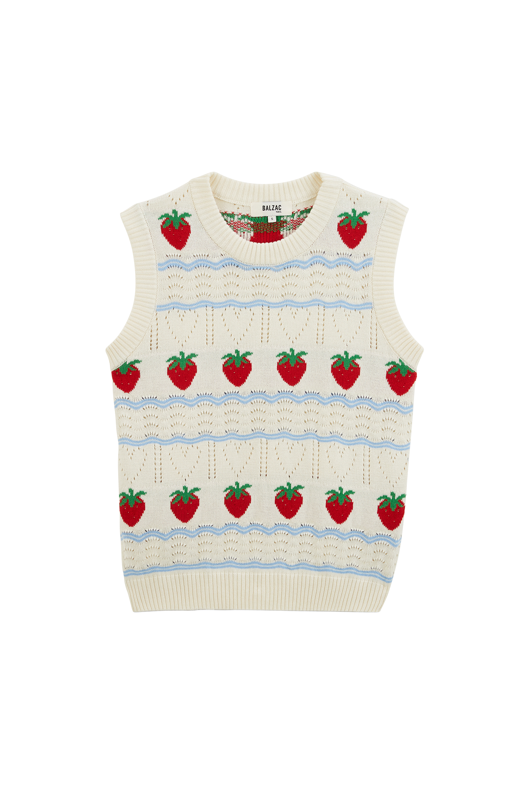 Pull Priska écru et fraises rouges