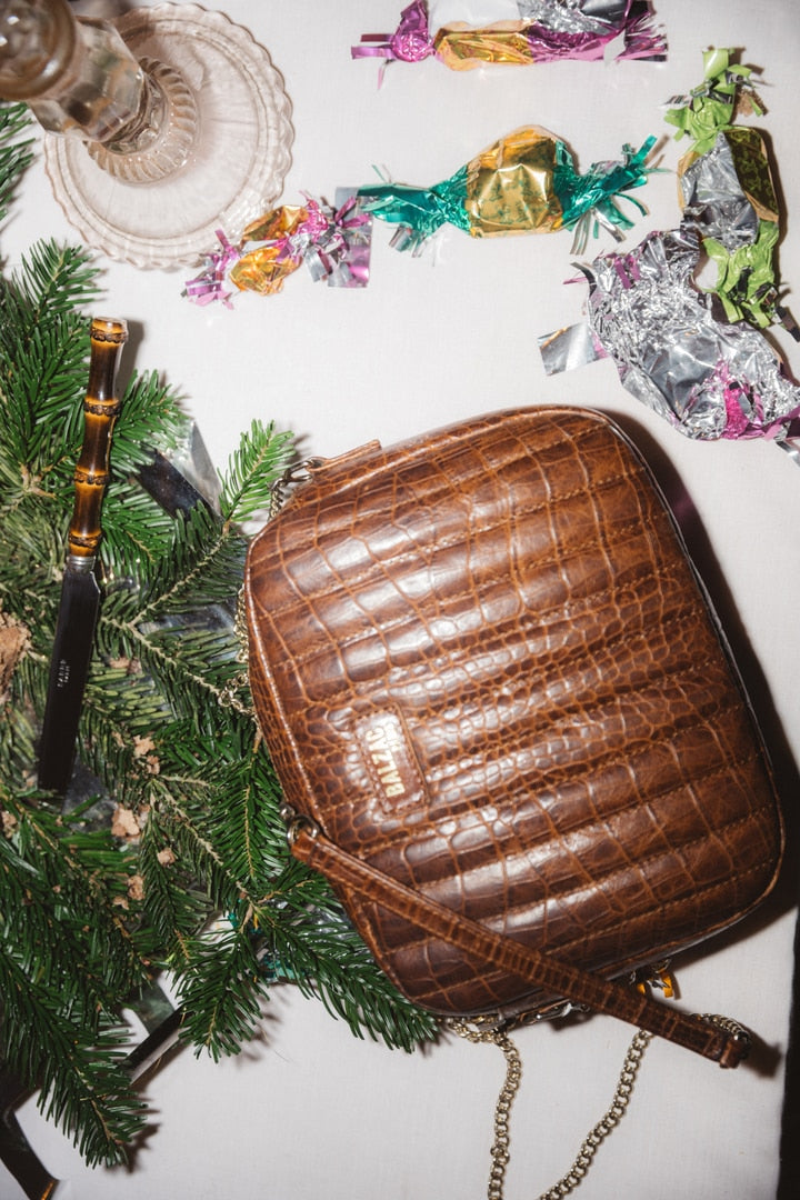 Sac César cognac embossé