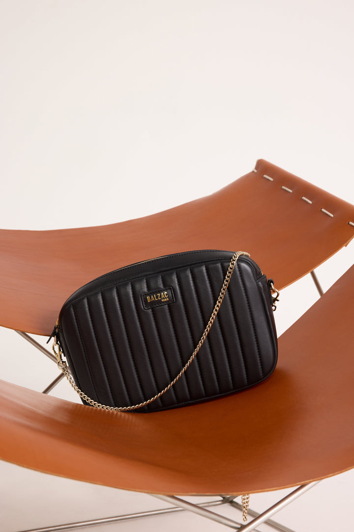 Sac Grand César noir lisse chaine amovible