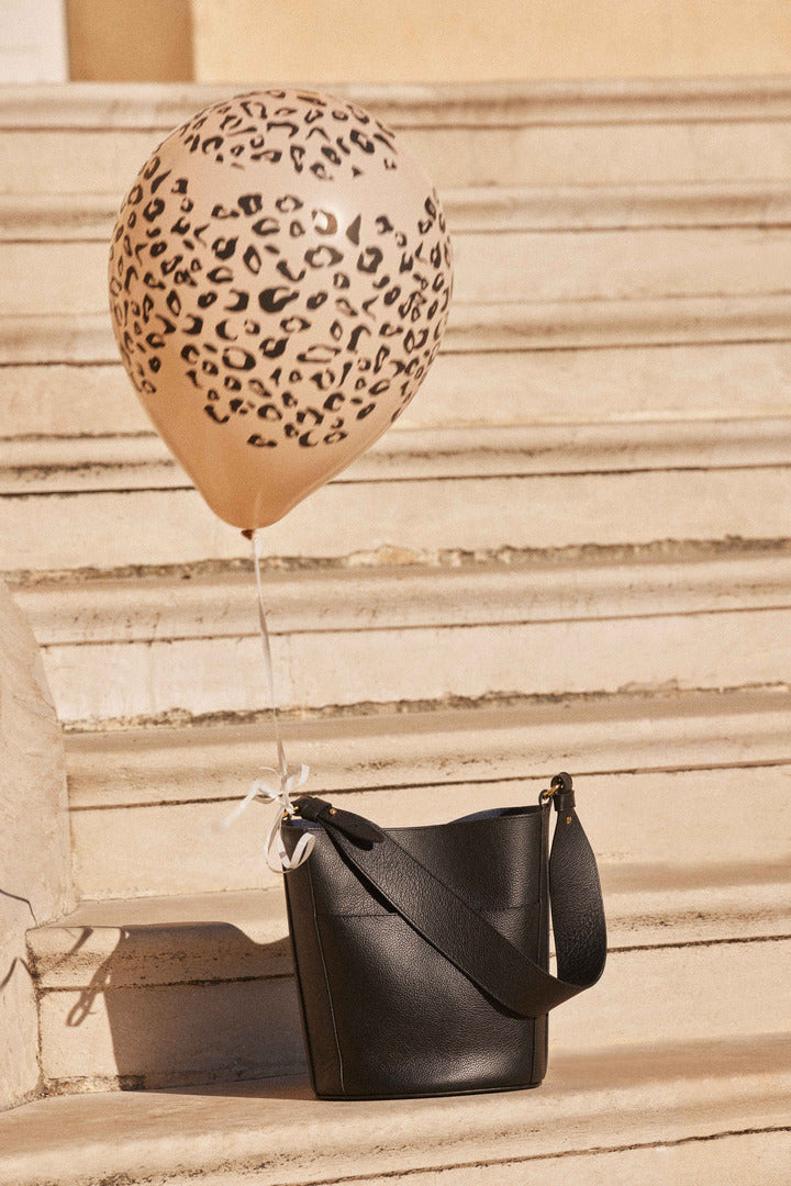 Sac Sofia grainé noir intérieur marine