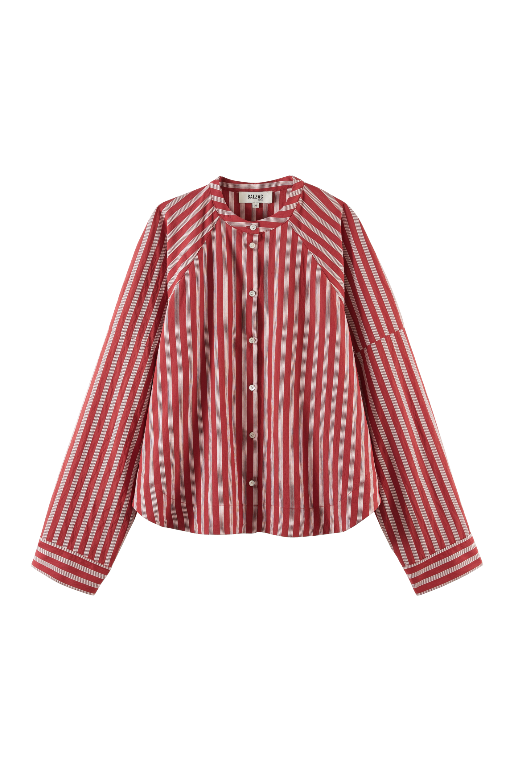Chemise Joséphine rayures coquelicot et blanc