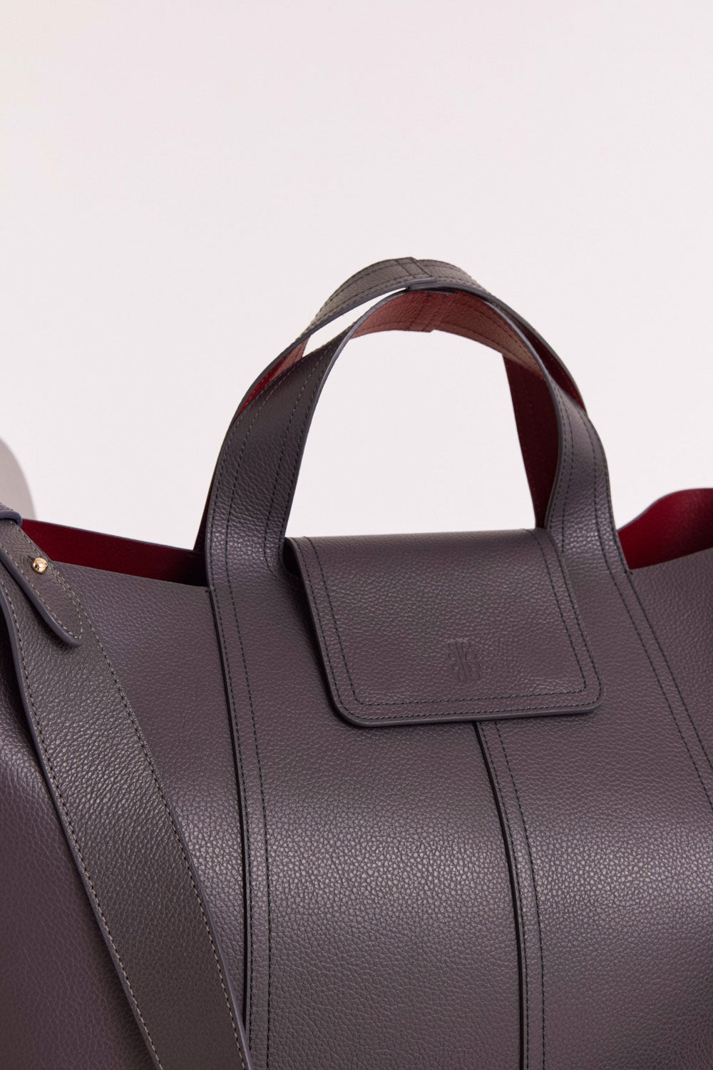 Cabas Esteban gris anthracite et lie de vin