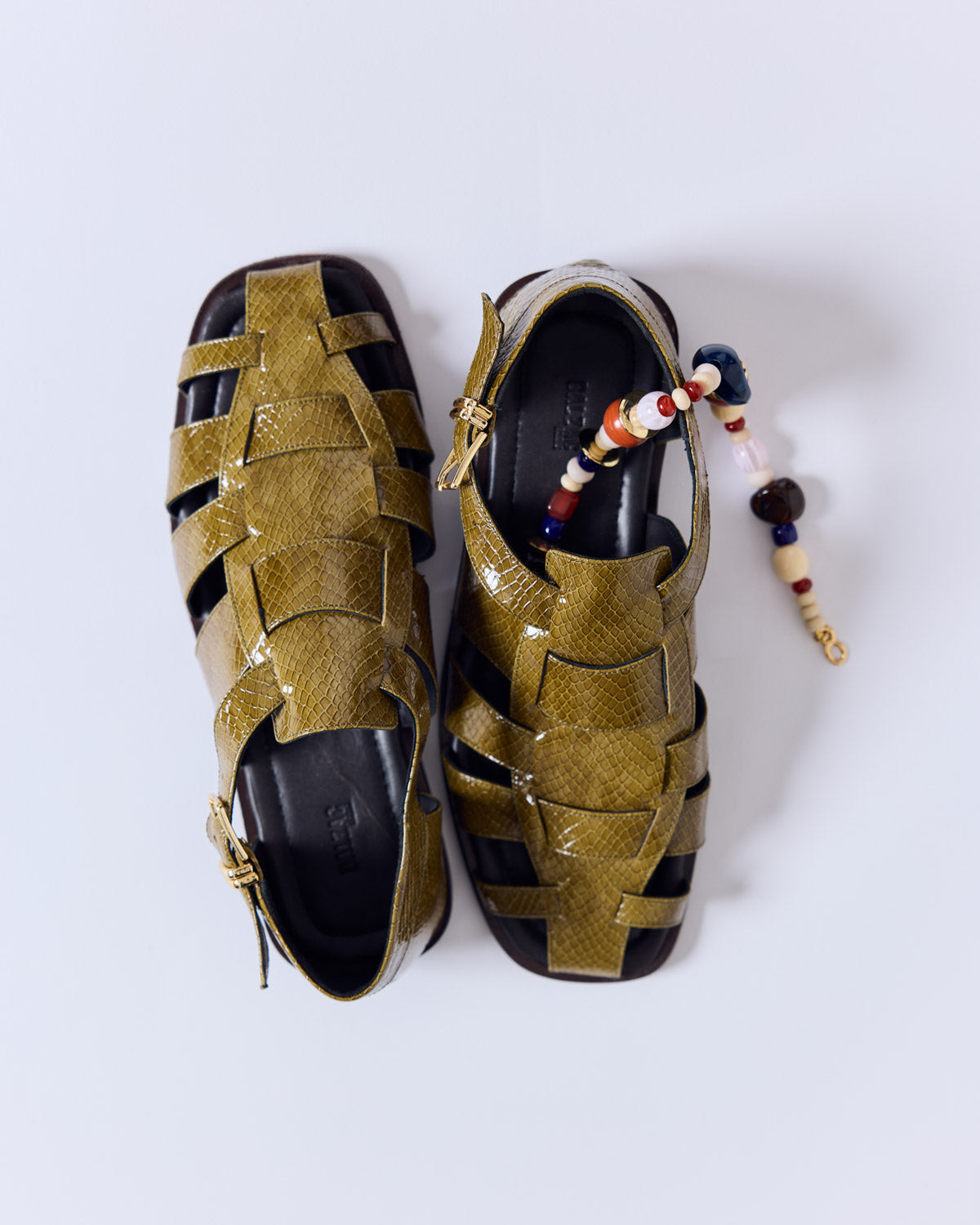 Sandales Luce vernis embosé kaki
