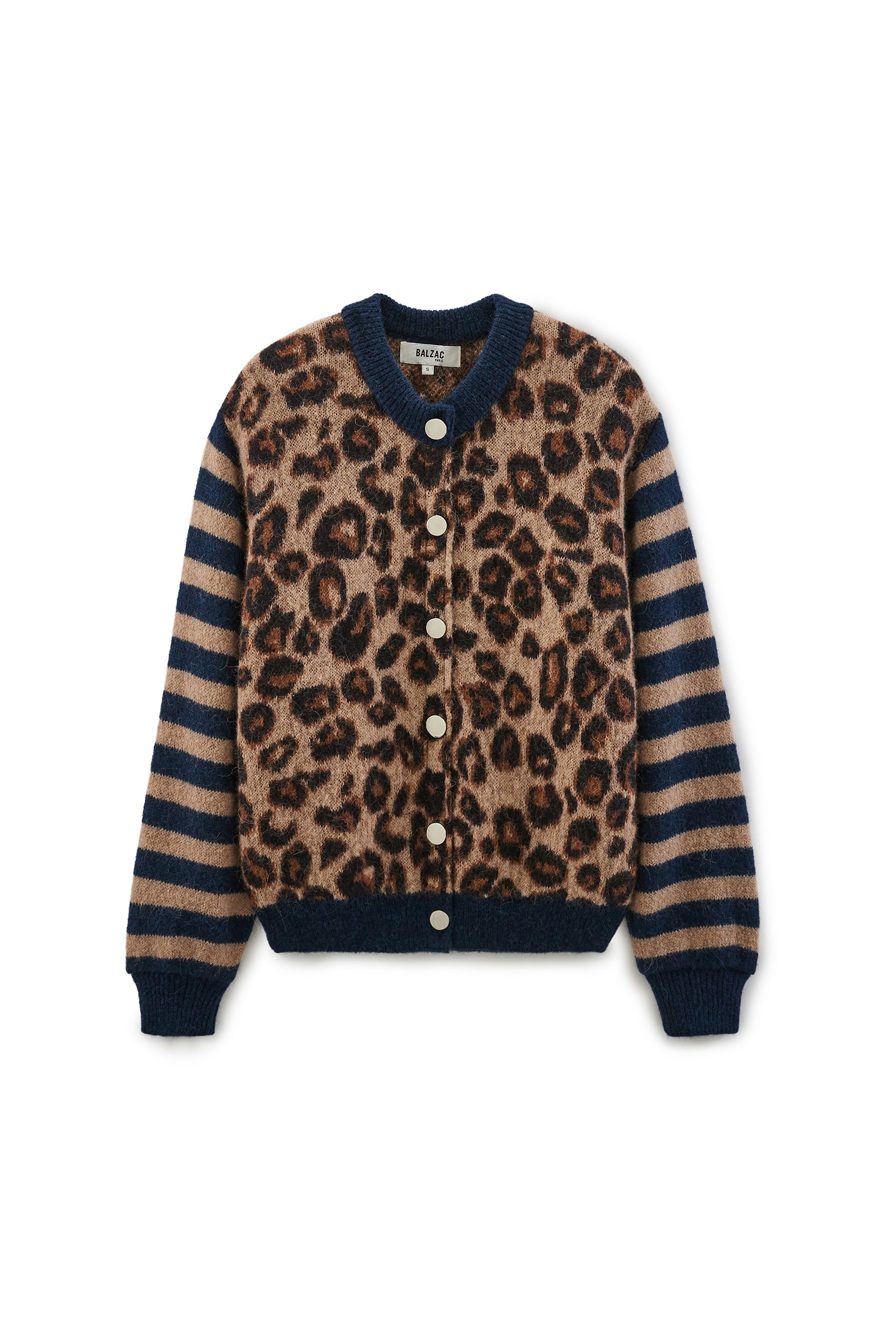 Cardigan Idole bleu et léopard