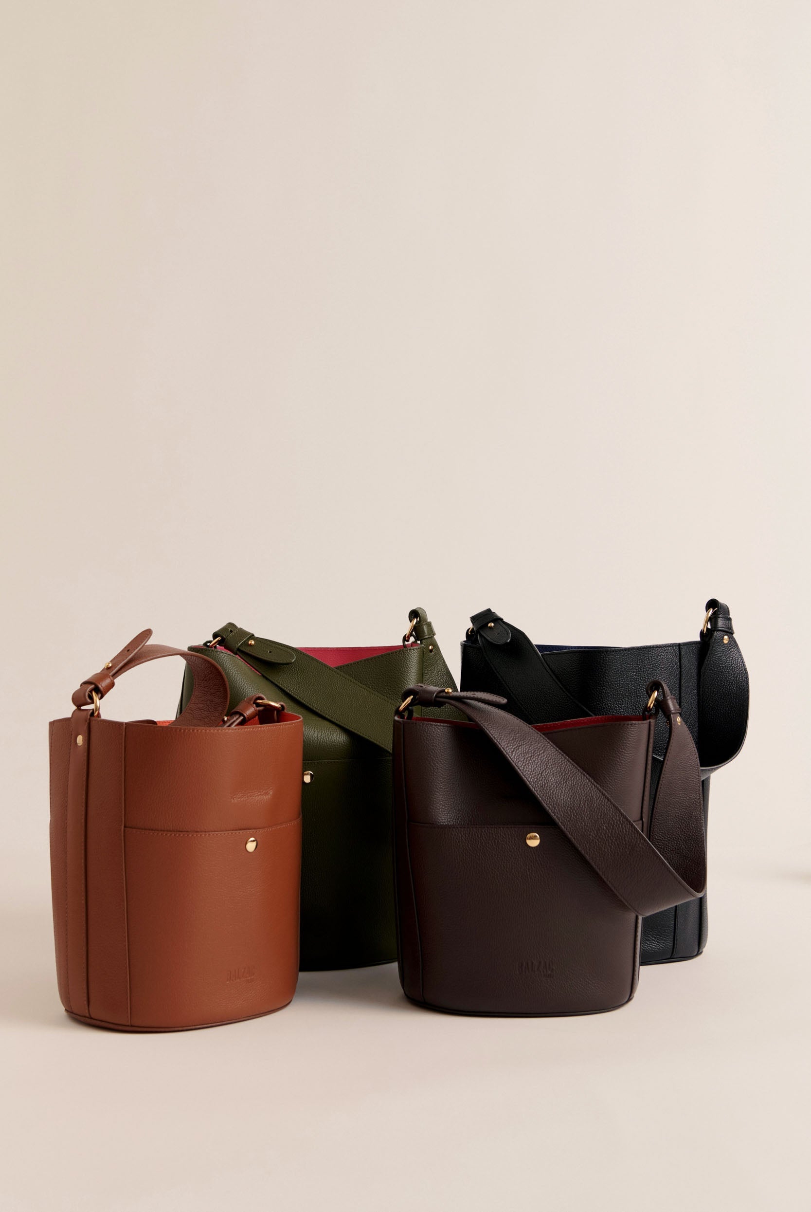 Sac Grand Sofia kaki intérieur fuchsia