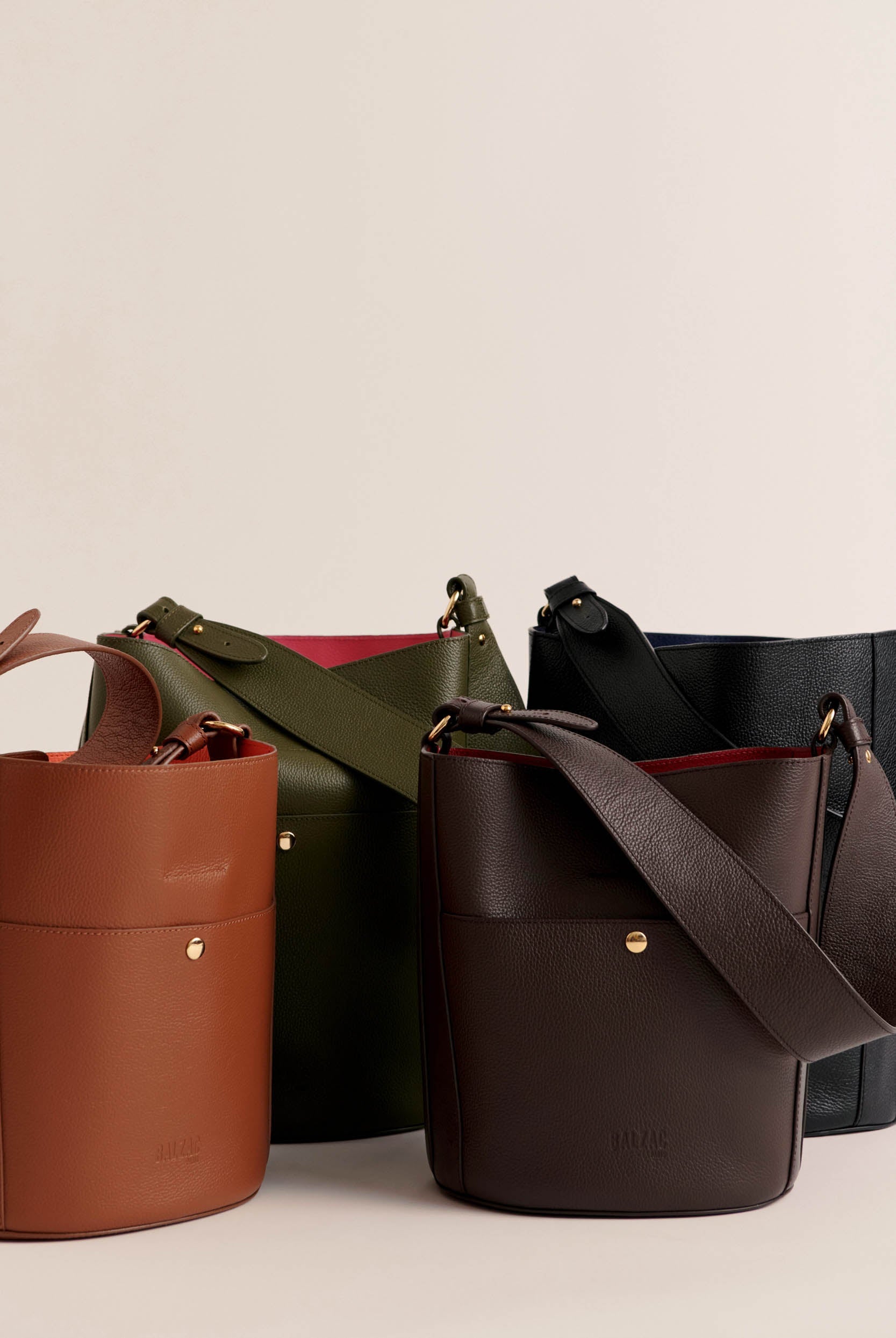 Sac Grand Sofia kaki intérieur fuchsia
