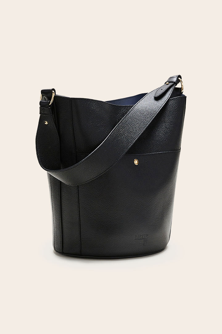 Sac Grand Sofia grainé noir intérieur marine