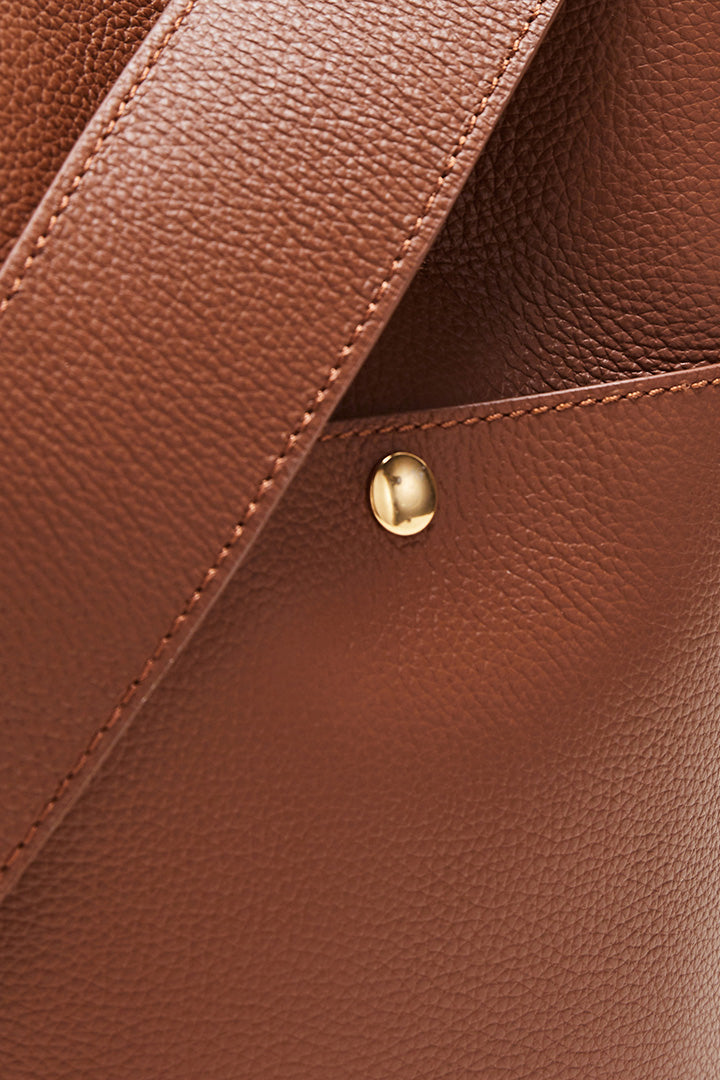 Sac Sofia grainé cognac intérieur orange