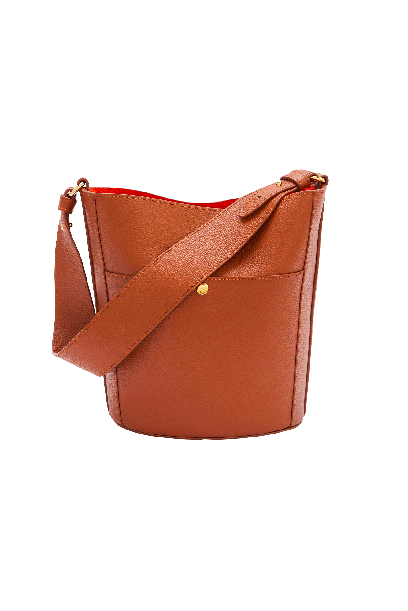 Sac Sofia grainé cognac intérieur orange