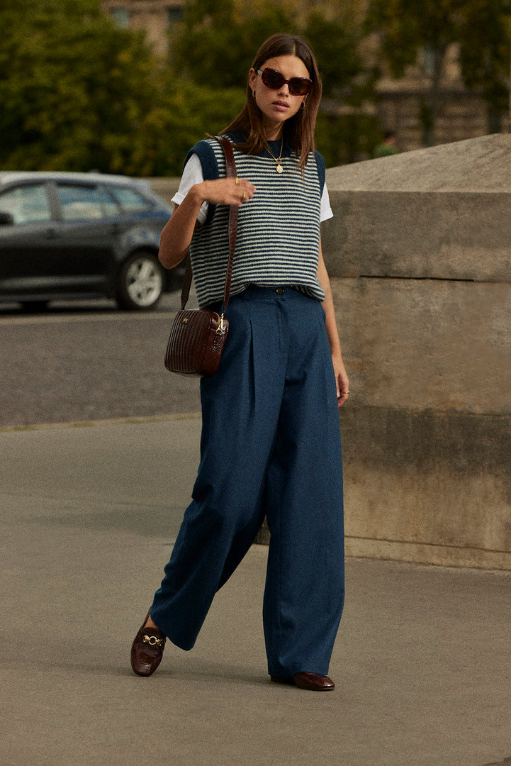 Pull Blason rayures bleu et blanc