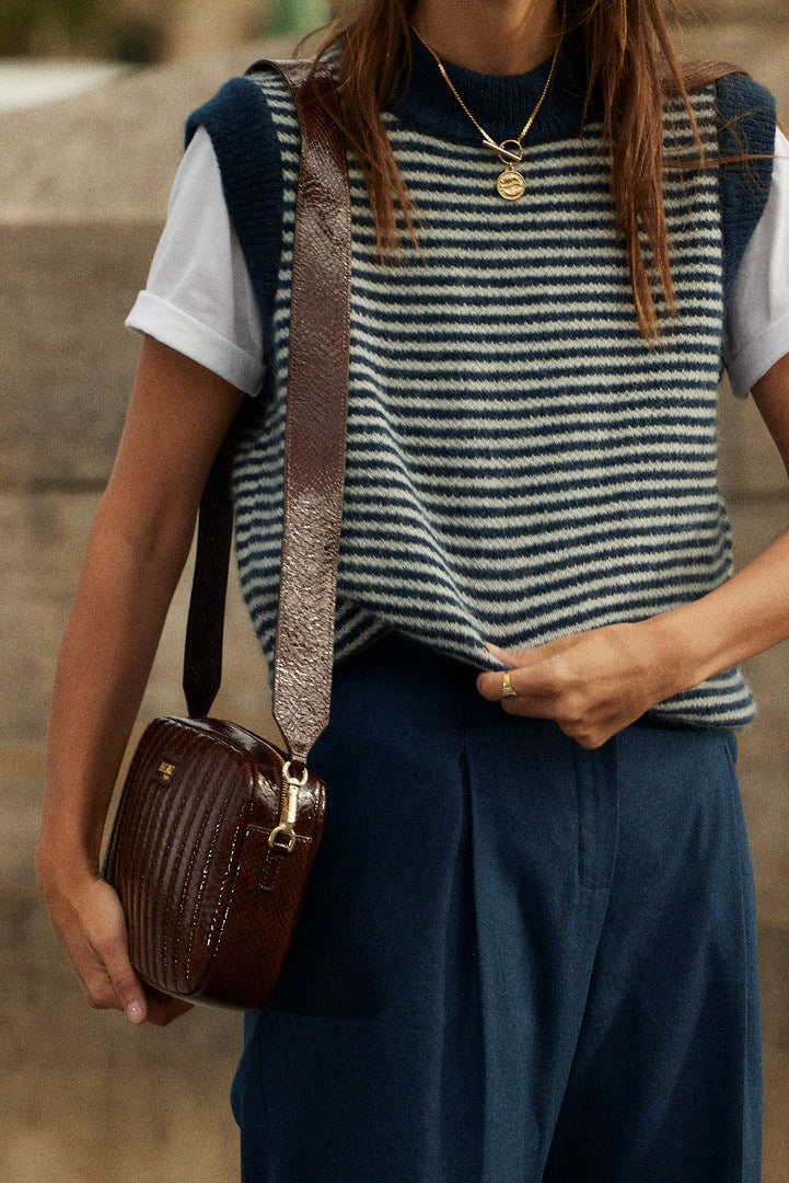 Pull Blason rayures bleu et blanc