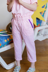 Pantalon Malin vichy rose