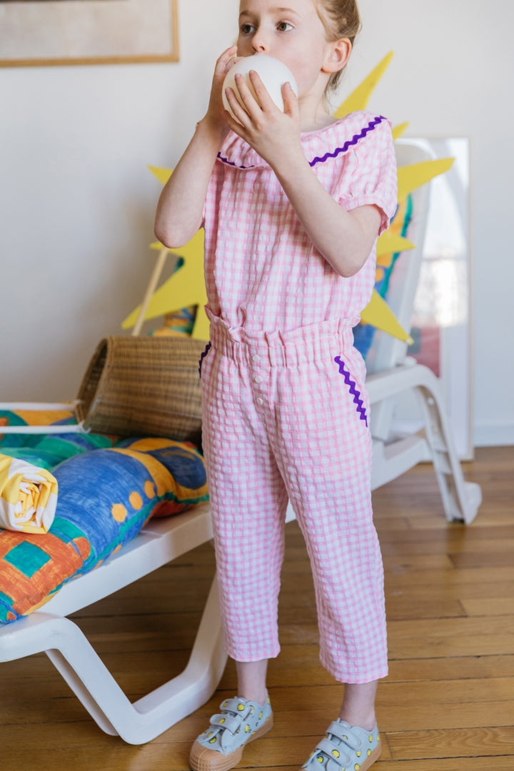 Pantalon Malin vichy rose