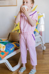 Pantalon Malin vichy rose
