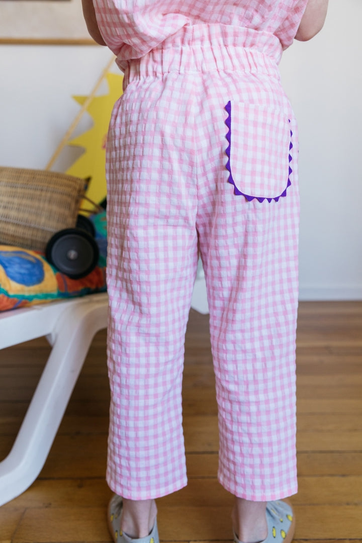 Pantalon Malin vichy rose