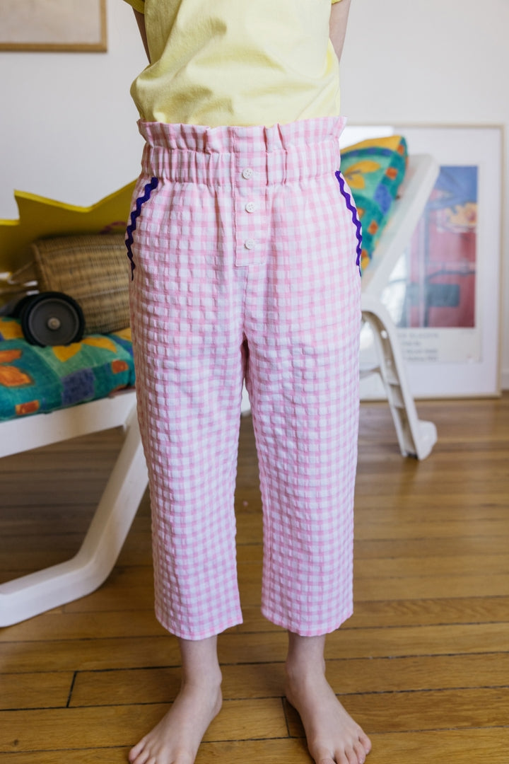 Pantalon Malin vichy rose