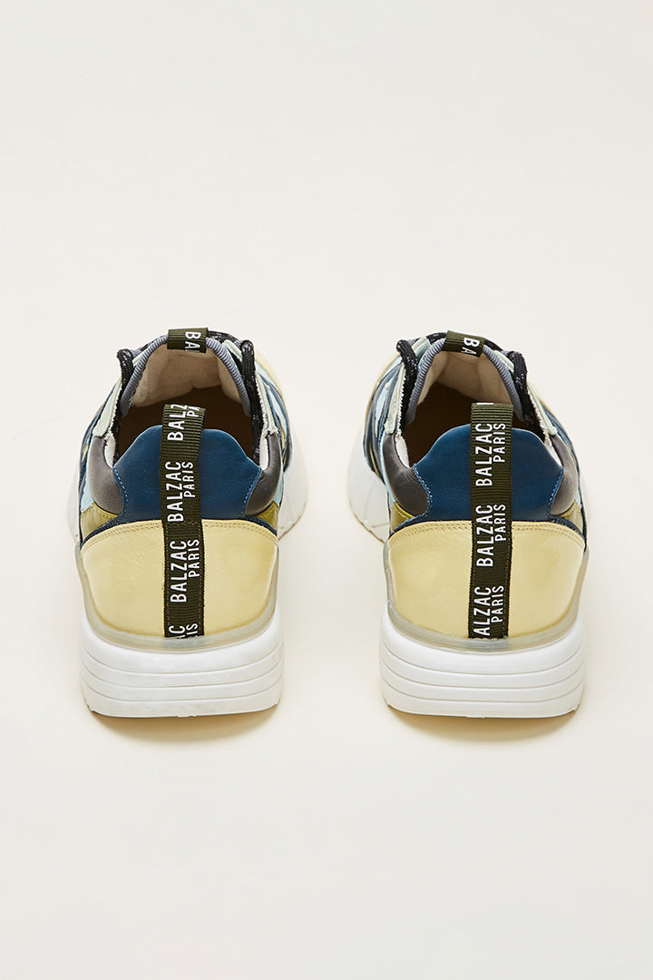 Baskets Astor jaune vert et bleu