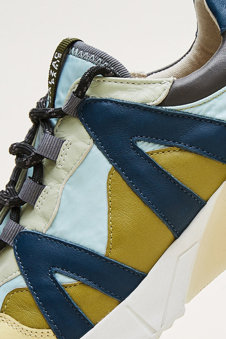 Baskets Astor jaune vert et bleu