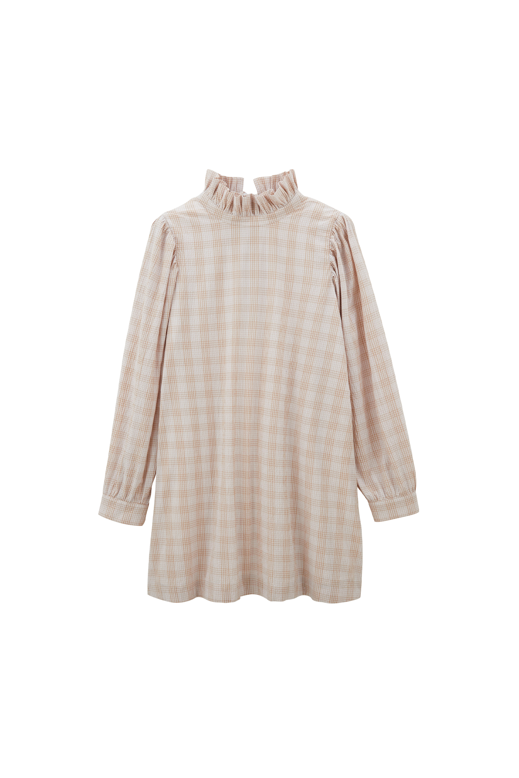 Robe Saga carreaux beige et blanc