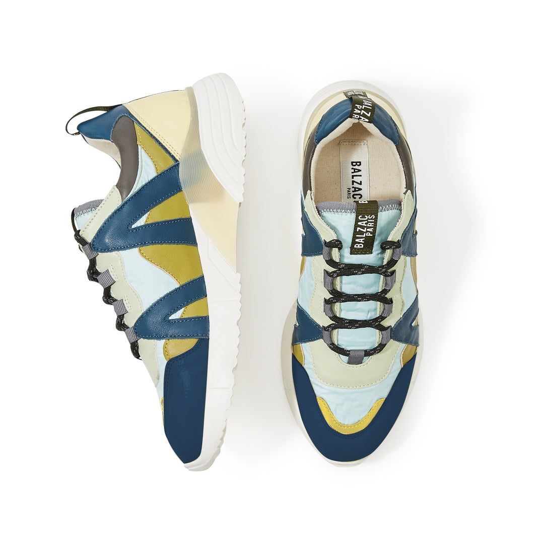 Baskets Astor jaune vert et bleu