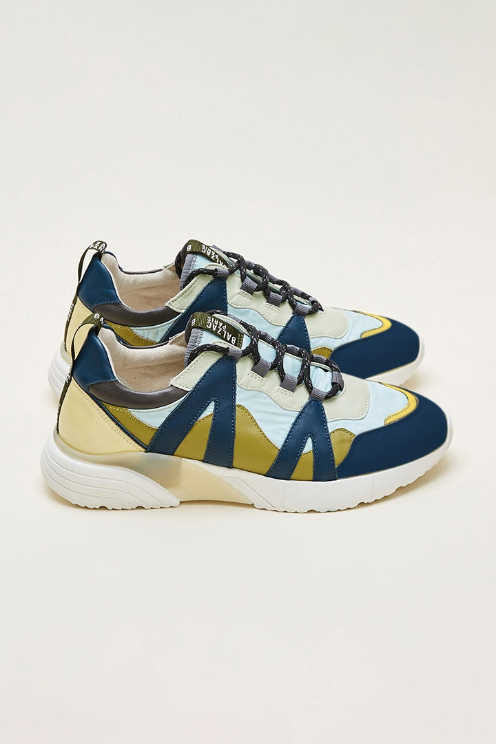 Baskets Astor jaune vert et bleu