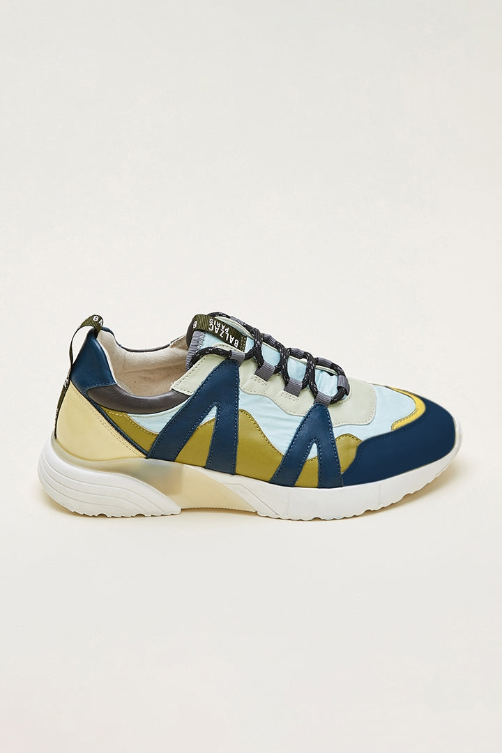 Baskets Astor jaune vert et bleu