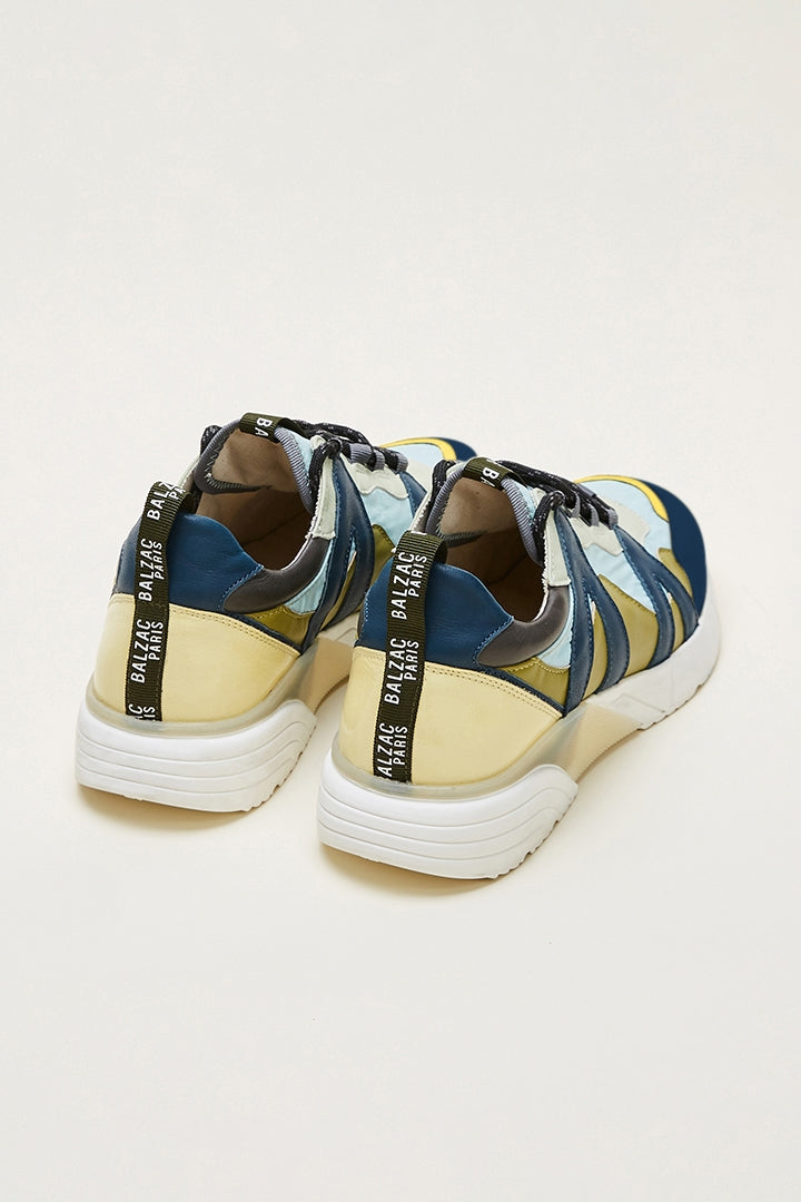 Baskets Astor jaune vert et bleu