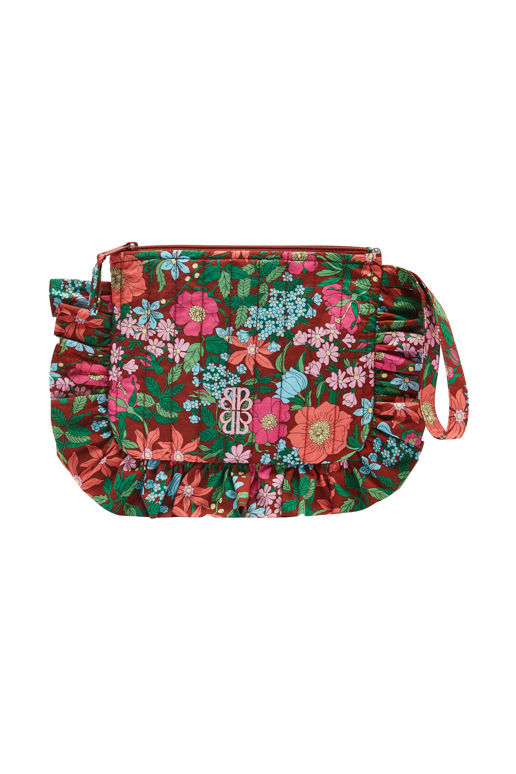 Pochette Carline imprimé Liberty rose et bordeaux