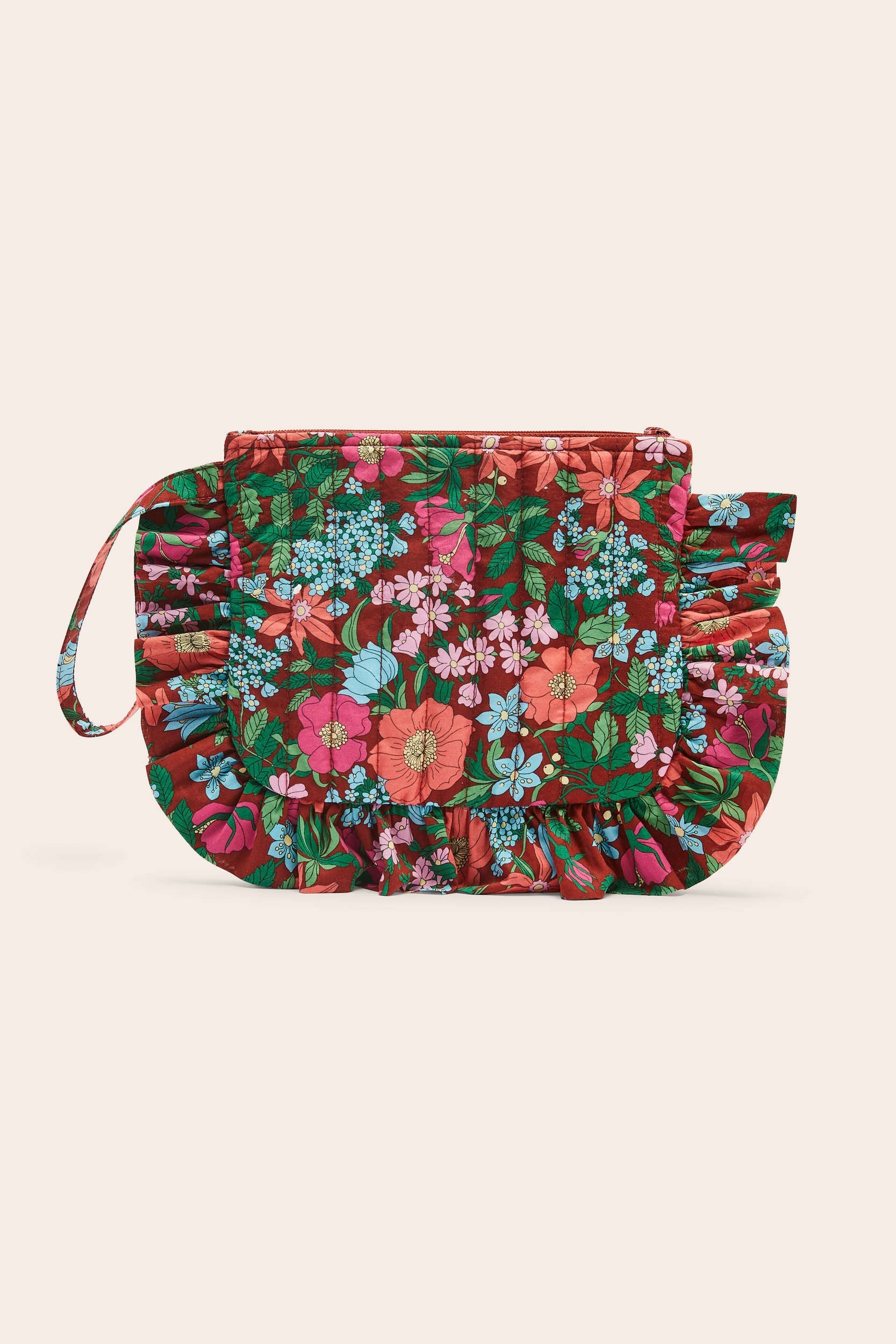 Pochette Carline imprimé Liberty rose et bordeaux