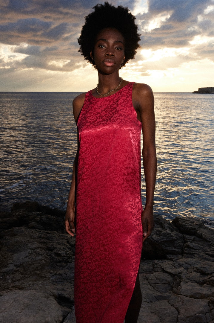 Robe Avenir jacquard framboise
