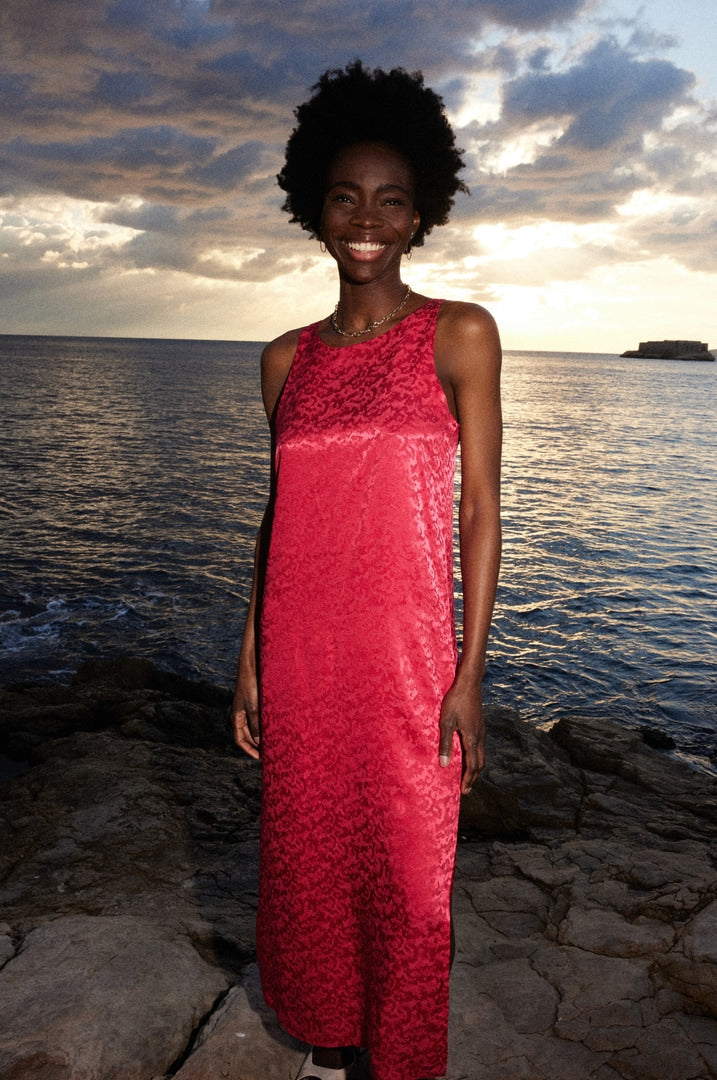 Robe Avenir jacquard framboise