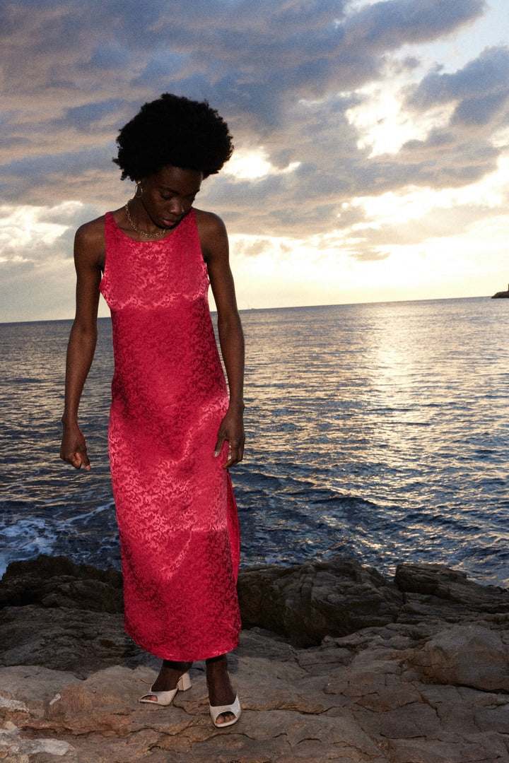 Robe Avenir jacquard framboise