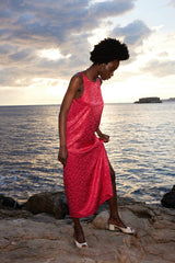 Robe Avenir jacquard framboise