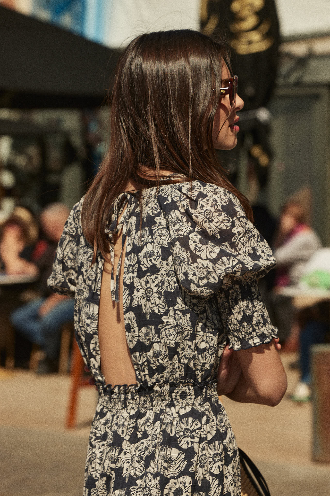 Robe Célesta imprimé flower party rayures marine et écru