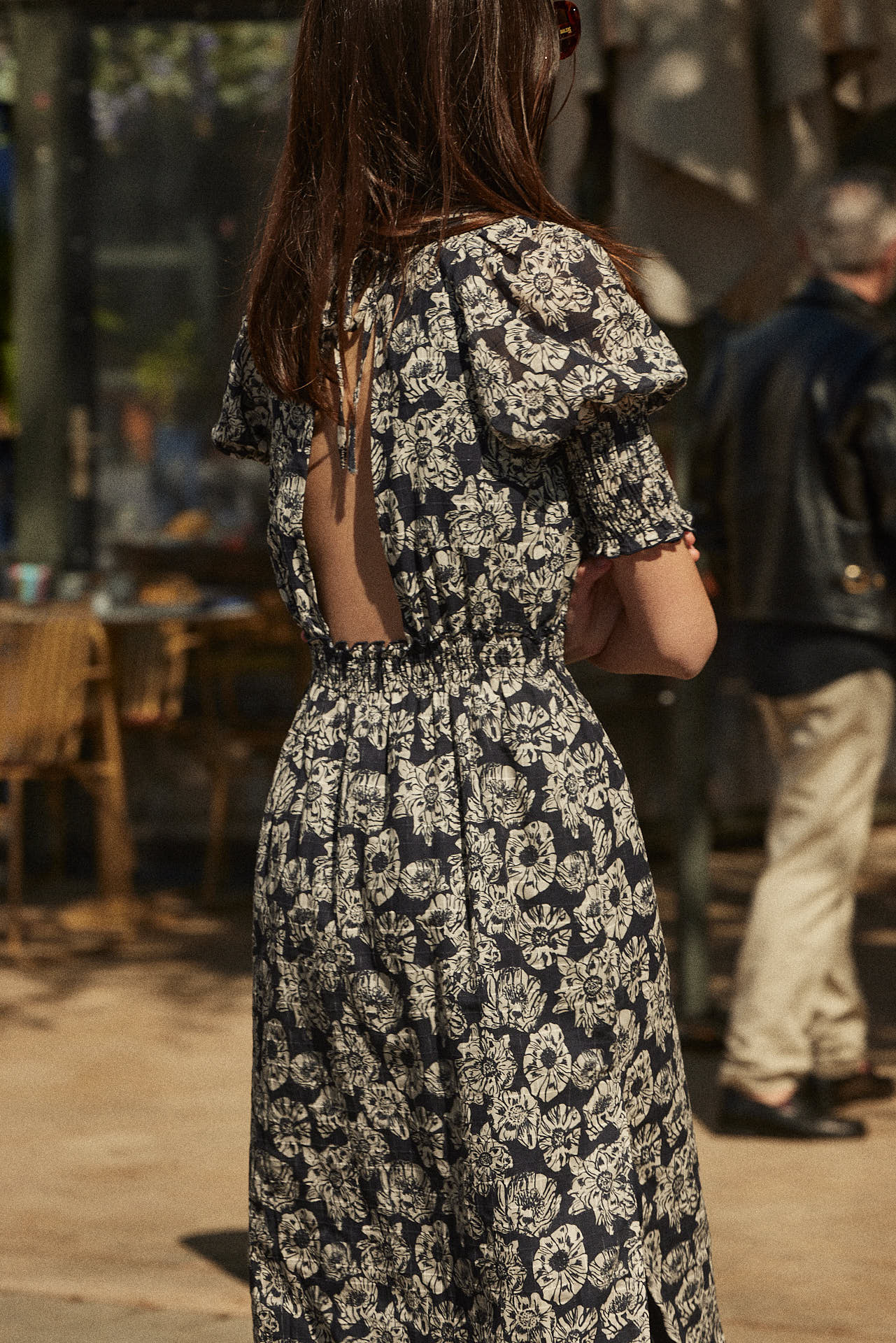 Robe Célesta imprimé flower party rayures marine et écru