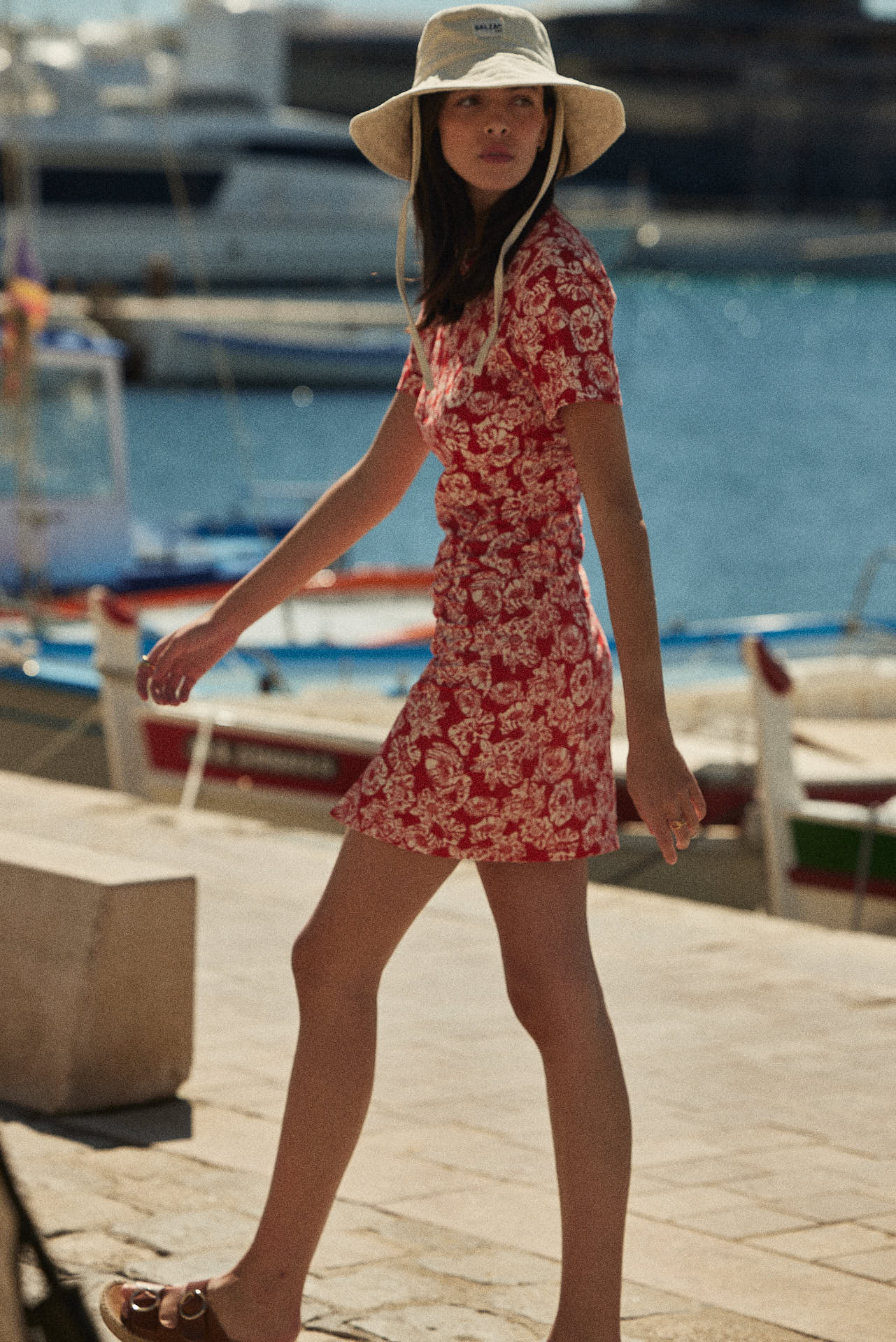 Robe Floréal imprimé flower party rouge et écru