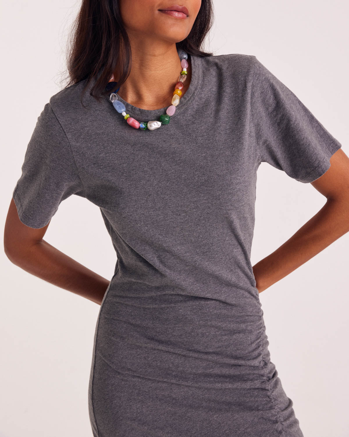 Robe Floréal gris anthracite