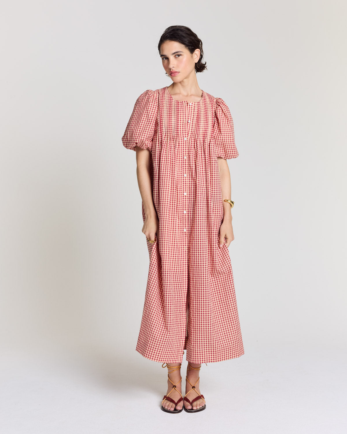 Robe Lavanda vichy jaune et rouge