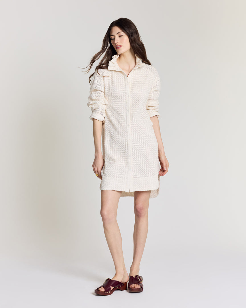 Robe Lioren guipure carreaux écru