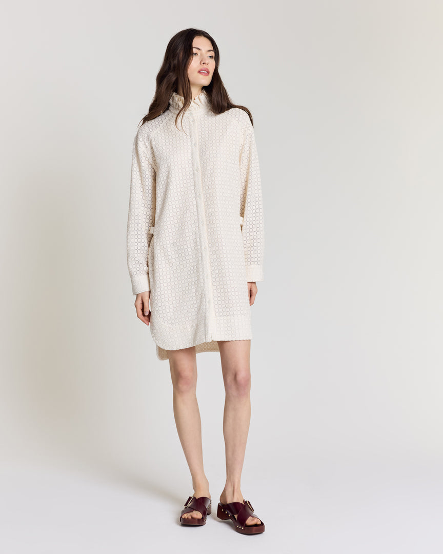Robe Lioren guipure carreaux écru