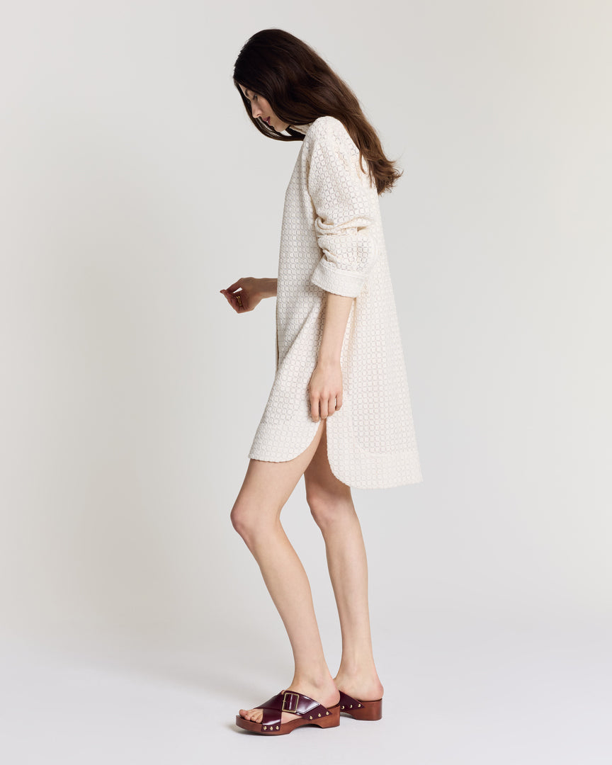 Robe Lioren guipure carreaux écru