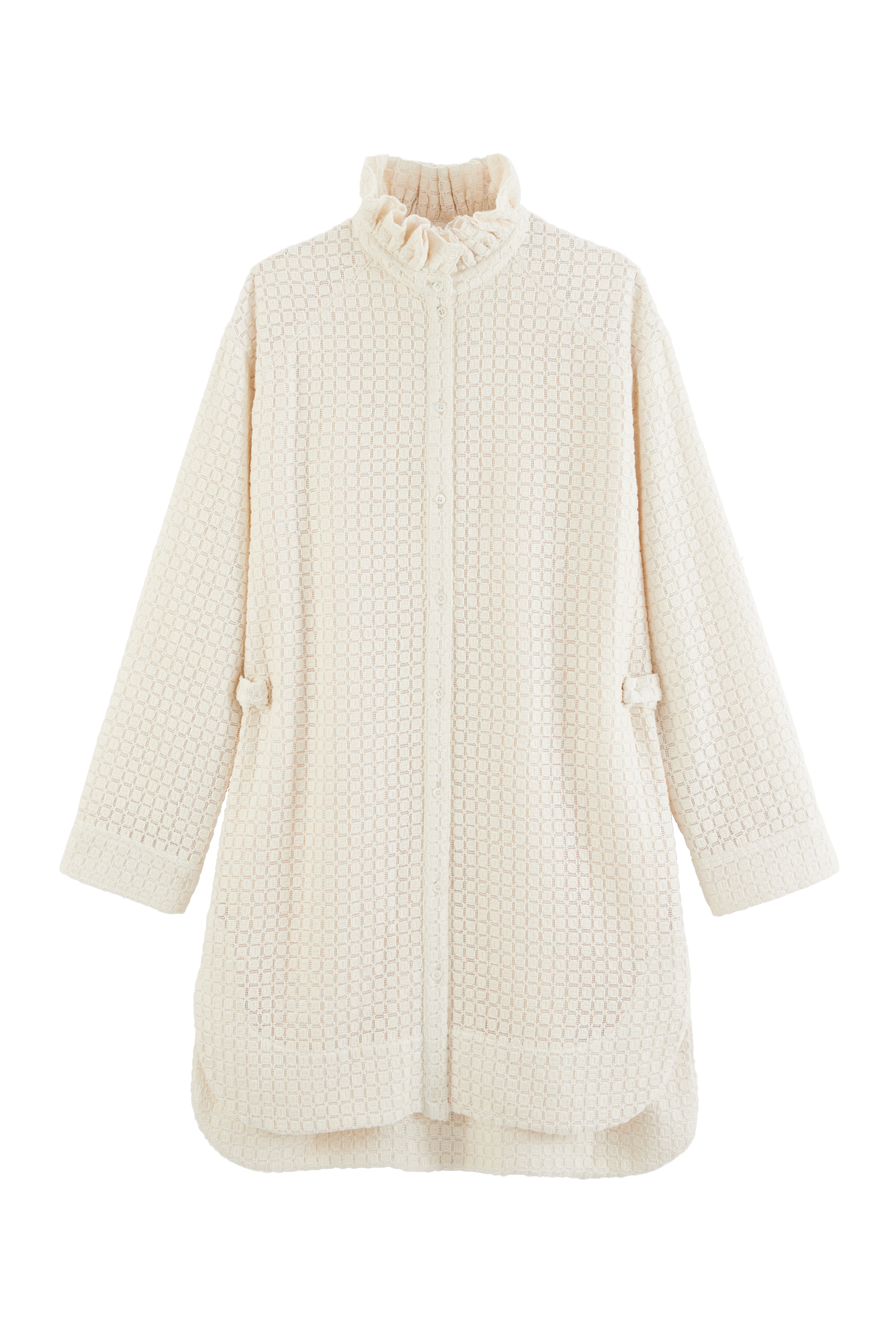 Robe Lioren guipure carreaux écru