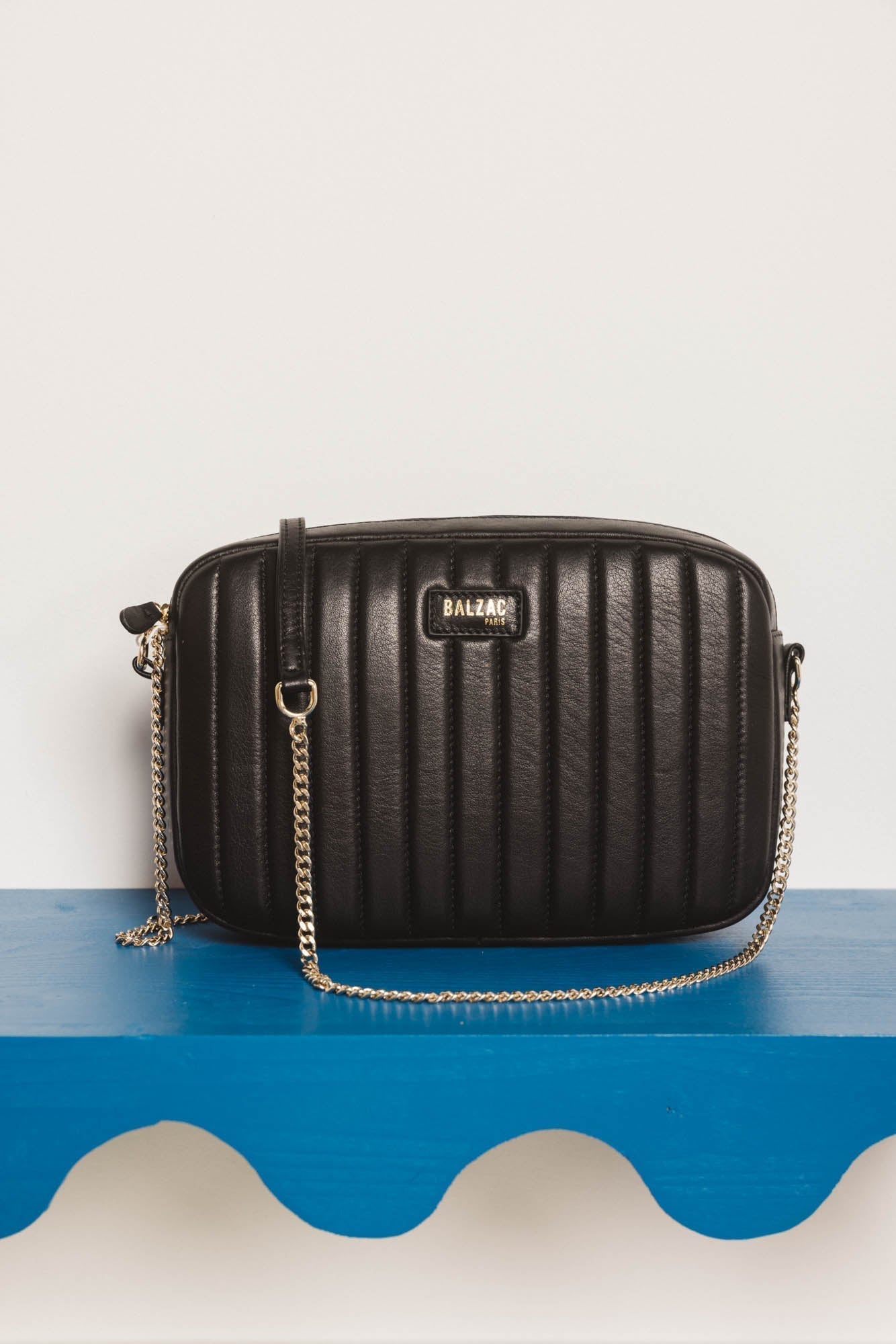 Sac Grand César noir lisse chaine amovible